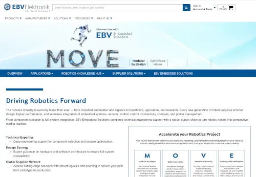 MOVE de EBV Elektronik impulsa la robótica avanzada con soluciones embebidas e IA