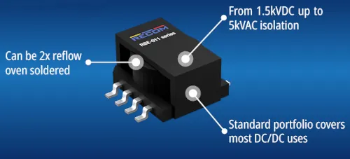 RECOM lanza transformadores SMD y Power IC para diseñar fuentes DC/DC aisladas a medida