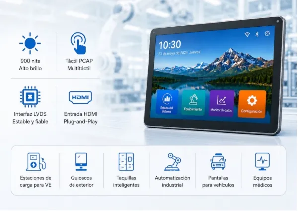 Pantalla táctil industrial 10 1 WXGA 