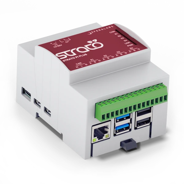 Sfera Labs Strato Pi Plus: servidor industrial con Raspberry Pi, RP2354, RS-485 y CAN FD para automatización